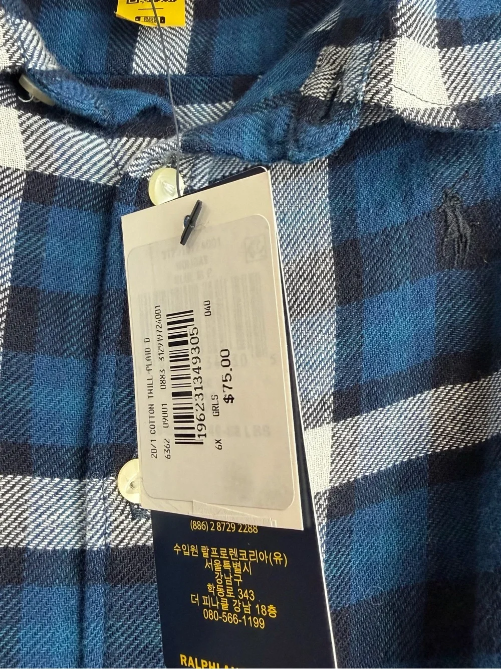 Polo Ralph Lauren Girls Size 6 Blue Plaid Flannel Tiered Shirt Dress Kids NWT
